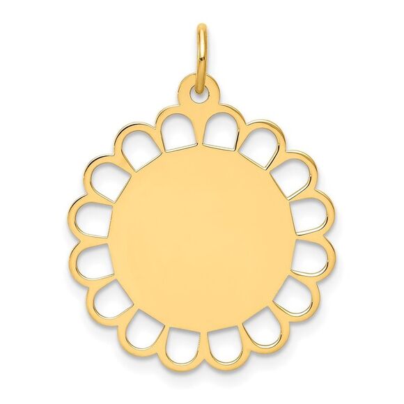 14k Plain .011 Gauge Engraveable Dog Tag with Notch Disc Charm　並行輸入 14k Yellow Gold Solid Polished Plain .011 Gauge Engraveable Round